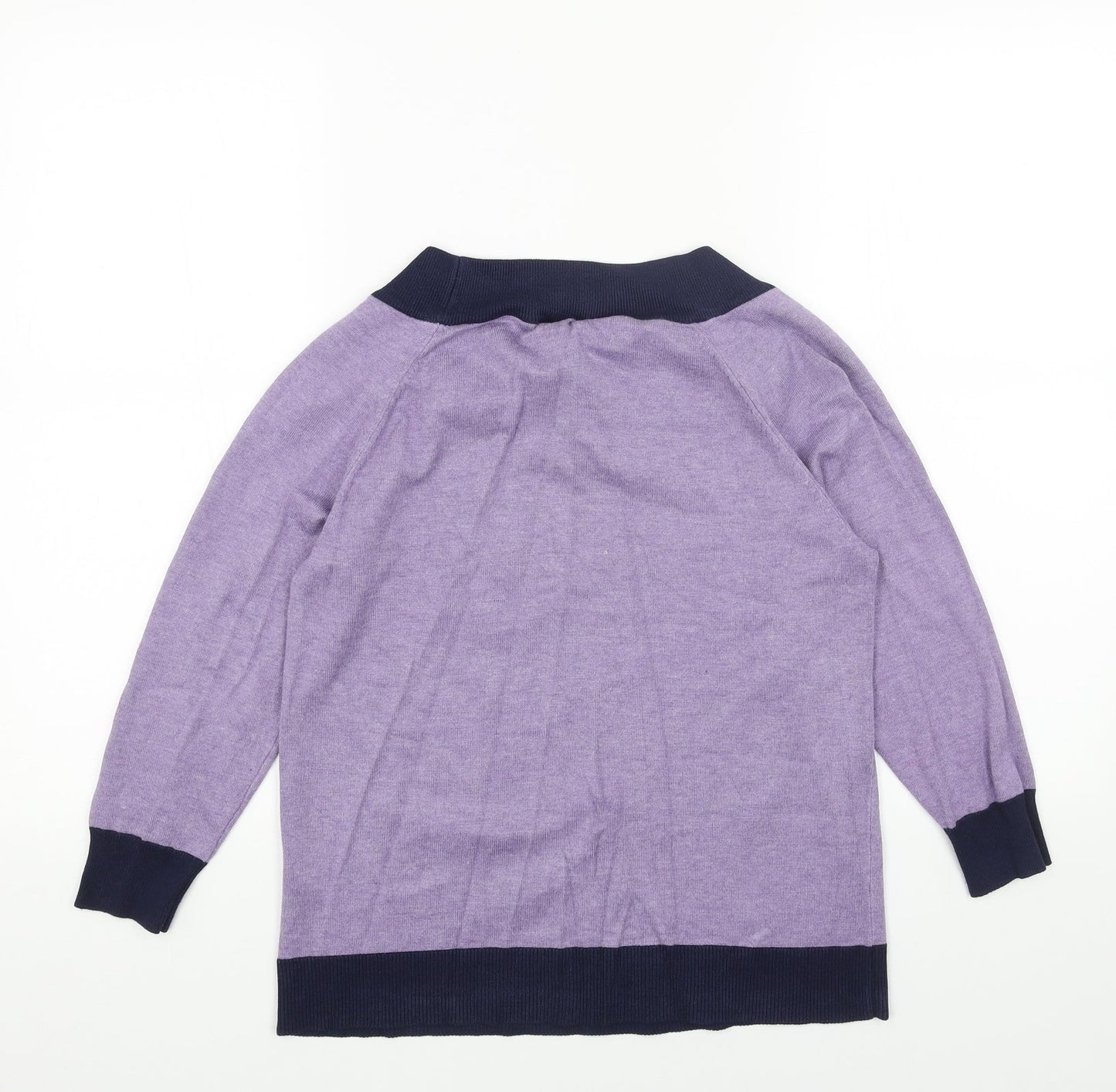 M&Co Womens Purple Boat Neck Acrylic Pullover Jumper Size 12