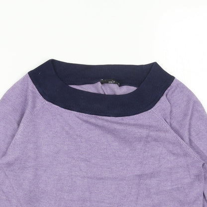 M&Co Womens Purple Boat Neck Acrylic Pullover Jumper Size 12