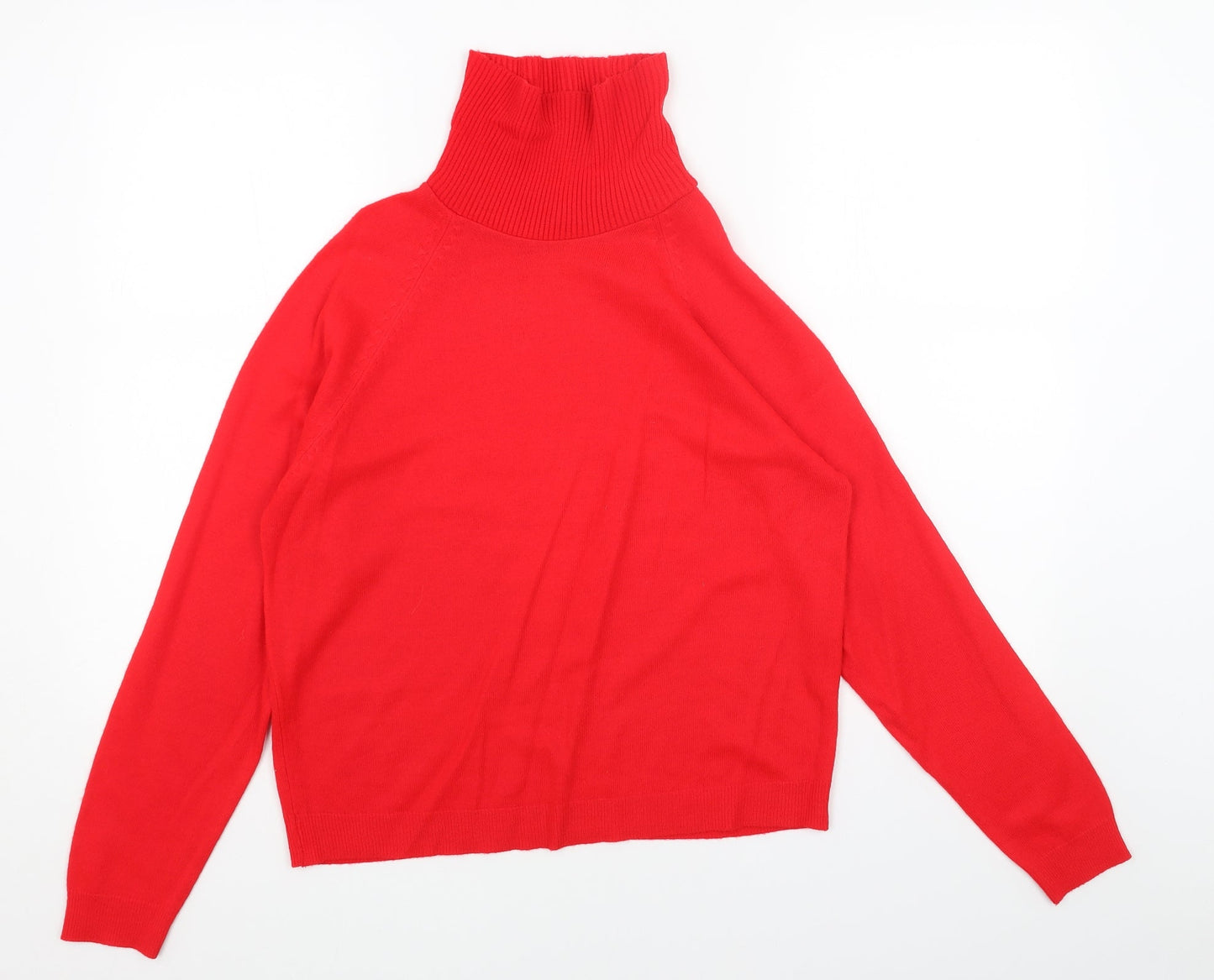 Preworn Womens Red High Neck Acrylic Pullover Jumper Size 16