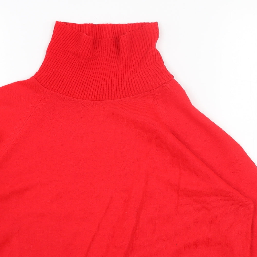 Preworn Womens Red High Neck Acrylic Pullover Jumper Size 16