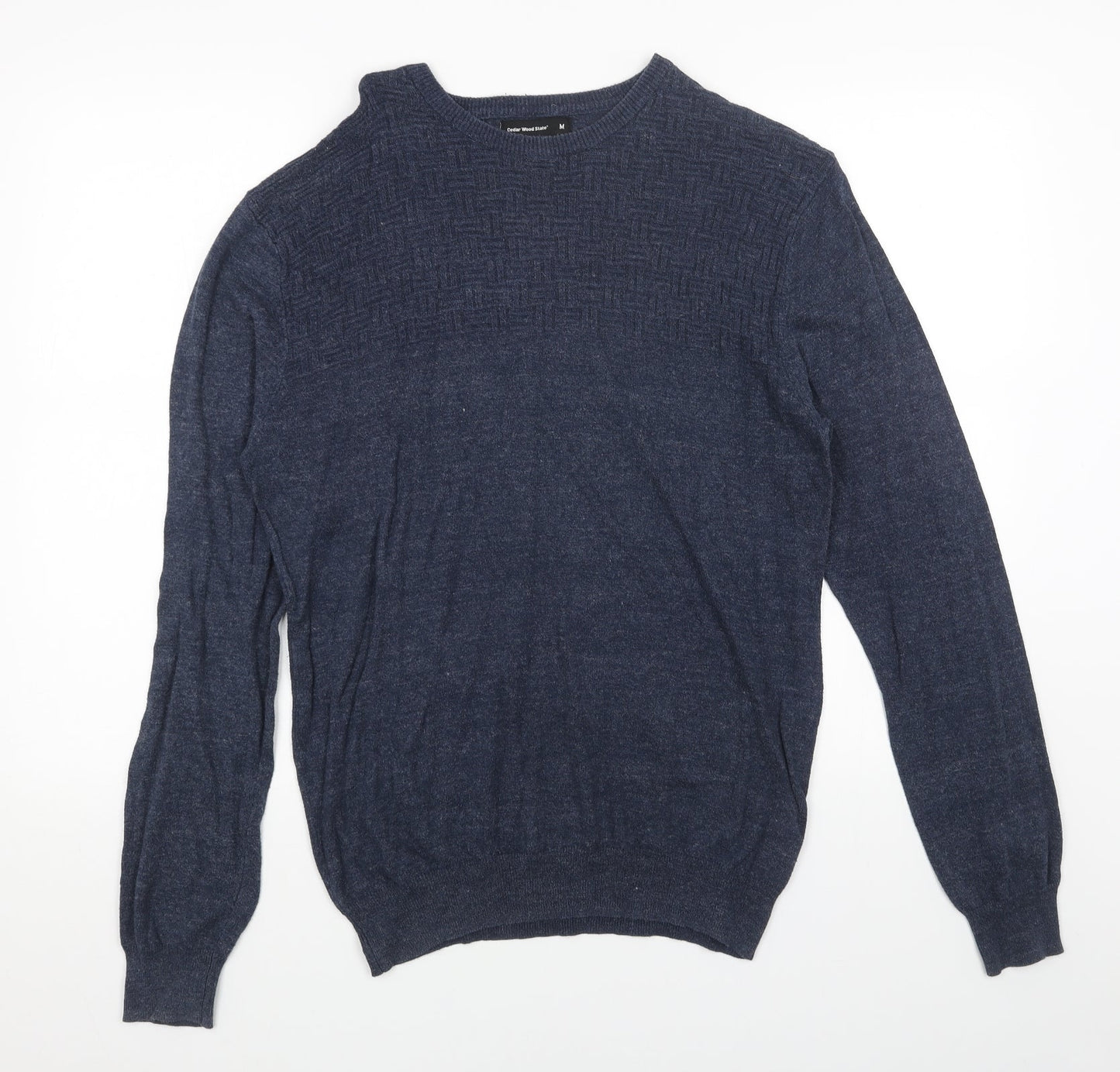 Cedar Wood State Womens Blue Round Neck Acrylic Pullover Jumper Size M