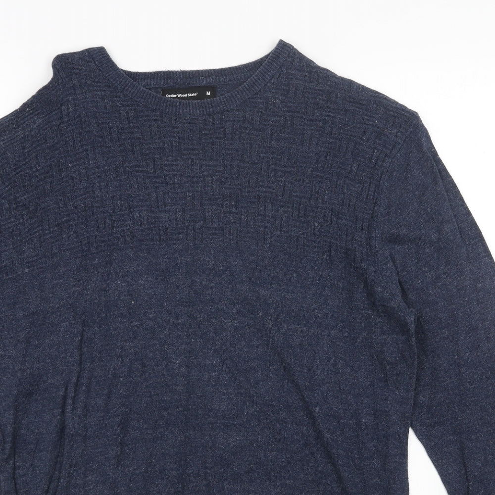 Cedar Wood State Womens Blue Round Neck Acrylic Pullover Jumper Size M