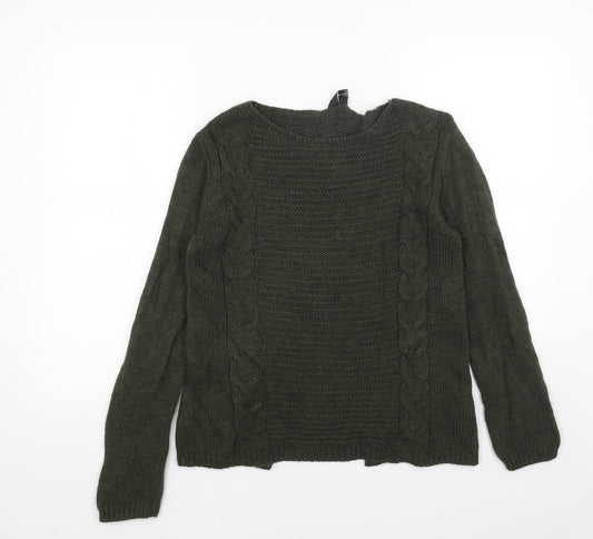 Izabel London Womens Green Round Neck Acrylic Pullover Jumper Size 8 - Cut Out Back Detail