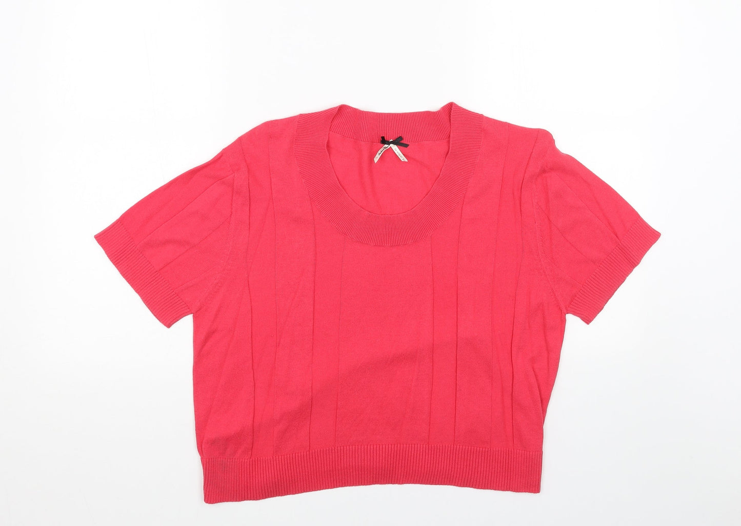 Fashion Union Womens Pink Scoop Neck Acrylic Pullover Jumper Size 16