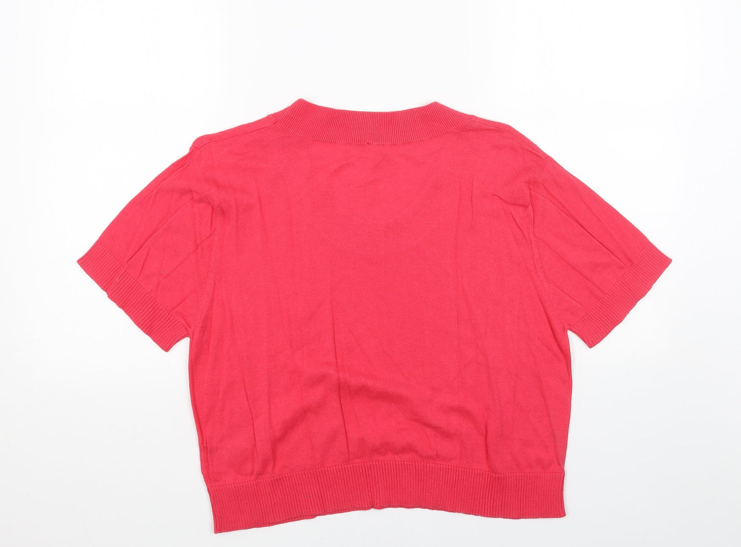 Fashion Union Womens Pink Scoop Neck Acrylic Pullover Jumper Size 16