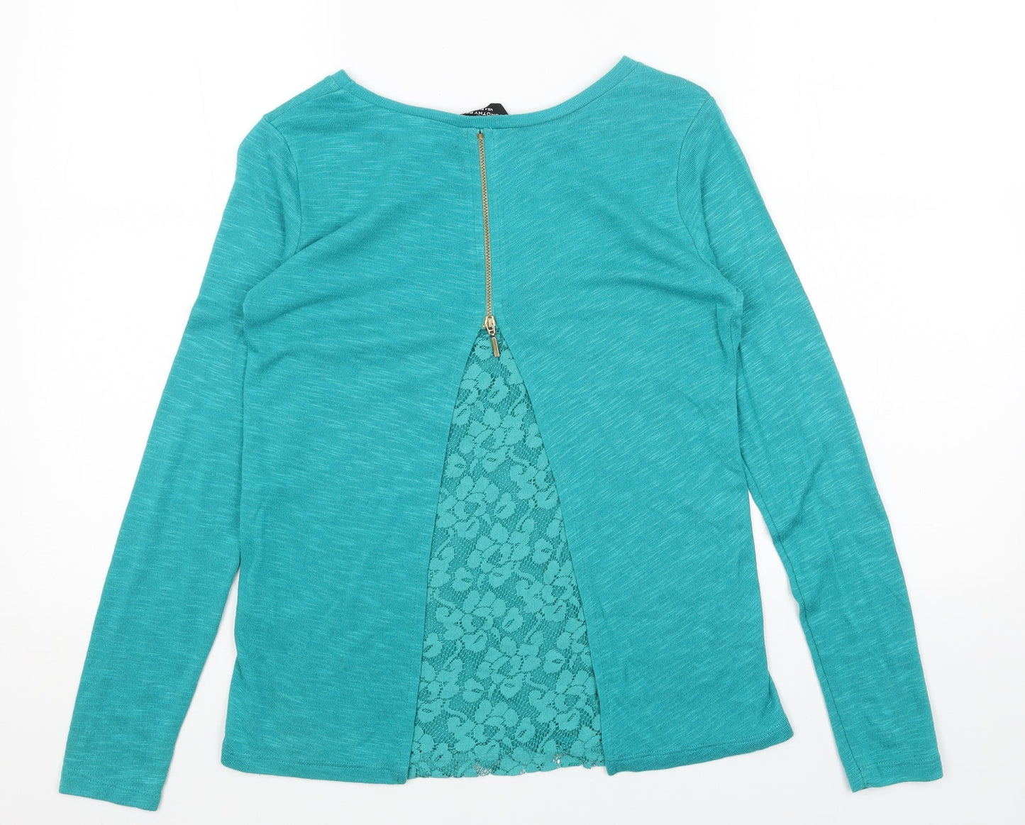 Dorothy Perkins Womens Green Scoop Neck Acrylic Pullover Jumper Size 8 - Lace detail