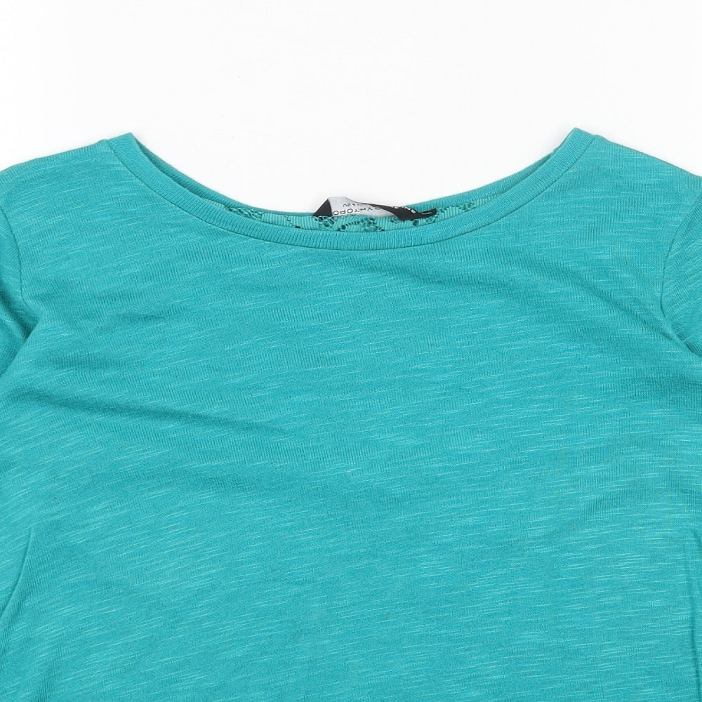 Dorothy Perkins Womens Green Scoop Neck Acrylic Pullover Jumper Size 8 - Lace detail