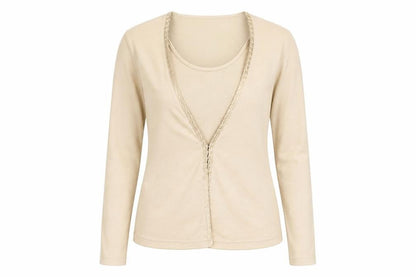 Viz A Viz Womens Beige Cotton Basic Blouse Size 12 V-Neck