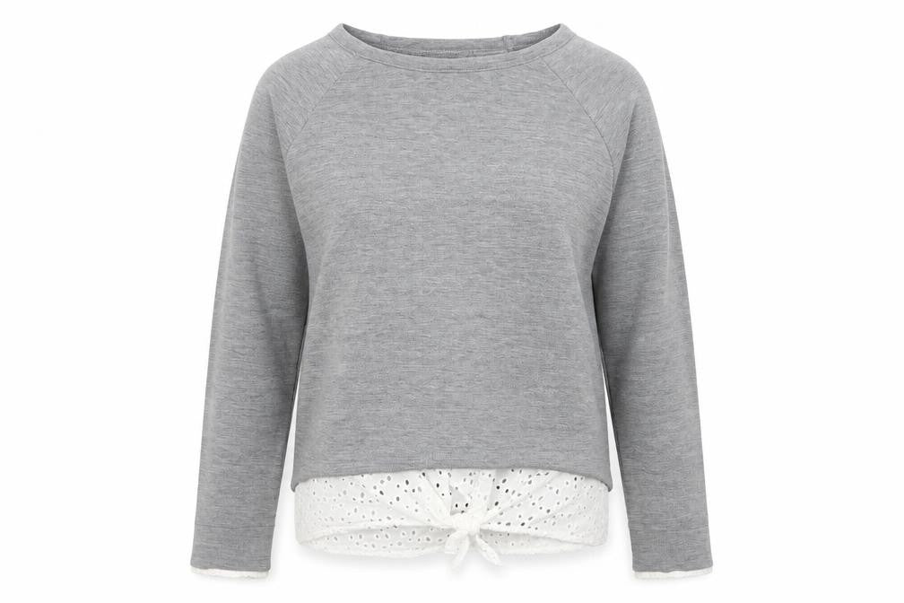 THYME&HONEY Womens Grey Boat Neck Cotton Pullover Jumper Size L