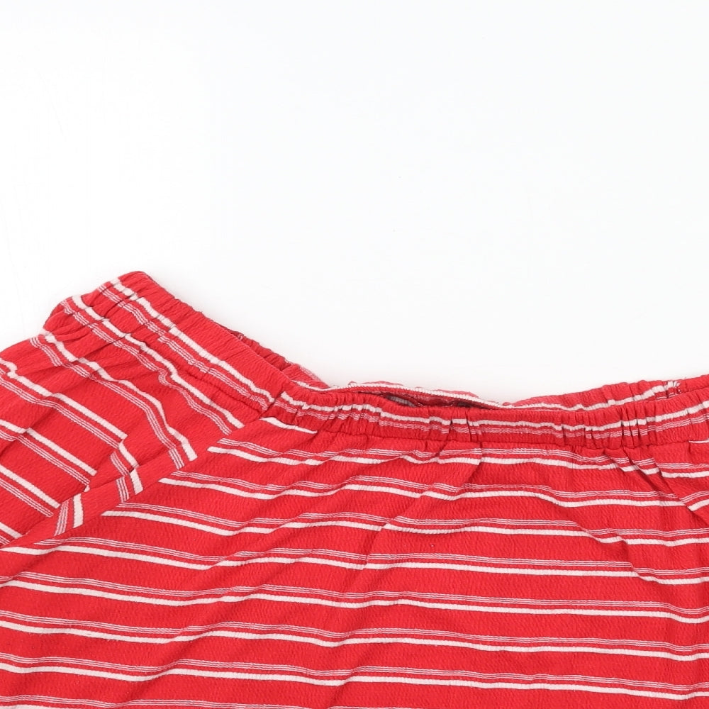 Papaya Womens Red Striped Polyester Basic Blouse Size 16 Off the Shoulder
