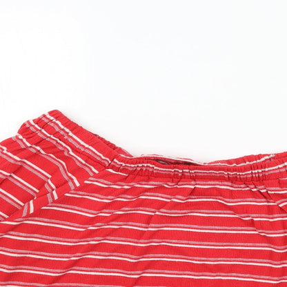 Papaya Womens Red Striped Polyester Basic Blouse Size 16 Off the Shoulder