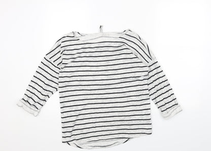 H&M Womens Grey Striped Cotton Pullover Sweatshirt Size XS Pullover