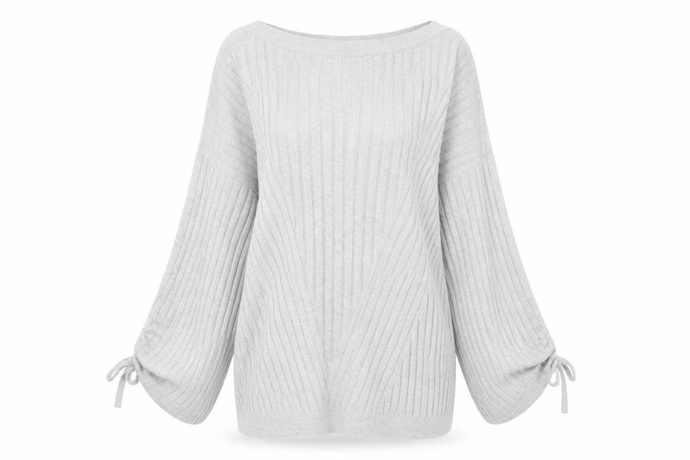 F&F Womens Grey Boat Neck Cotton Pullover Jumper Size 8