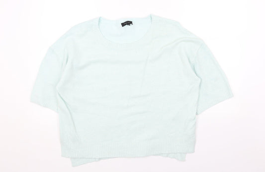 New Look Womens Green Scoop Neck Acrylic Pullover Jumper Size 14