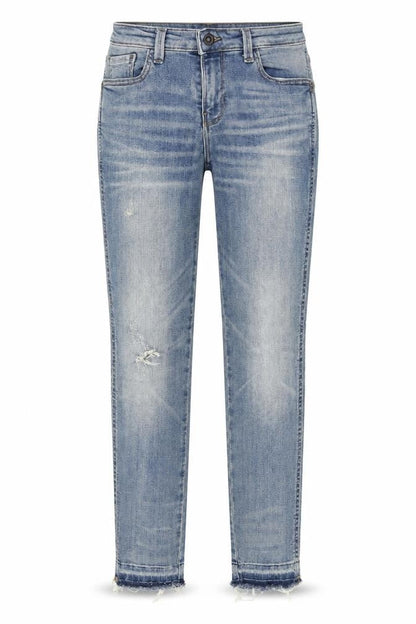 Mango Womens Blue Cotton Straight Jeans Size 6 L28 in Regular Button