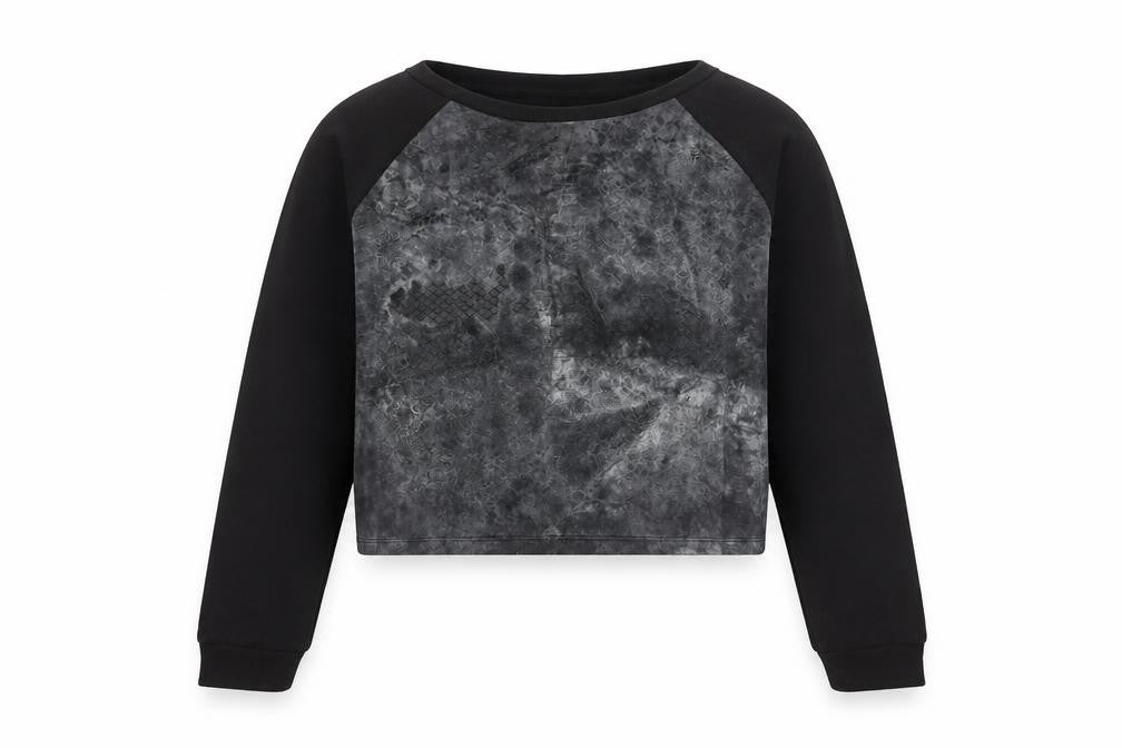 H&M Womens Black Cotton Pullover Sweatshirt Size XS Pullover - Snake Print Acid Wash Cropped
