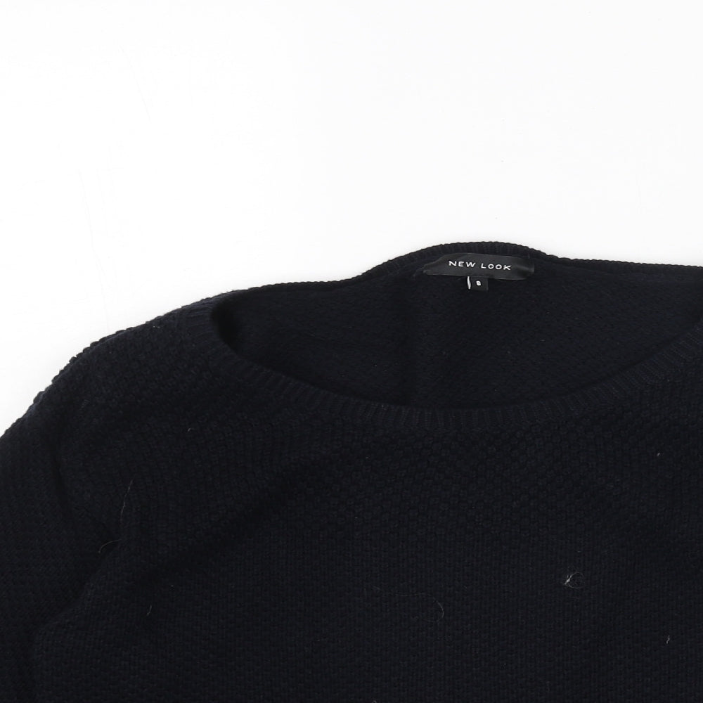 New Look Womens Blue Boat Neck Acrylic Pullover Jumper Size 8
