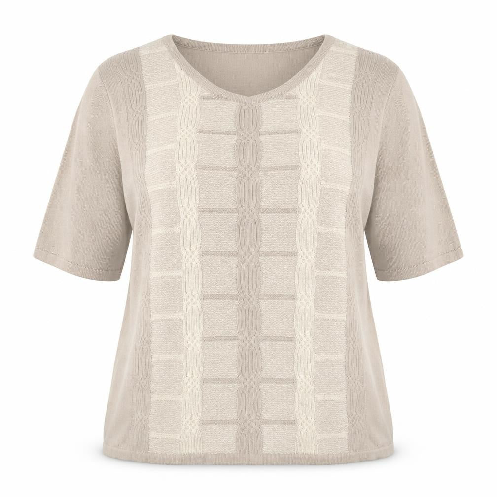 Bonmarché Womens Beige Scoop Neck Acrylic Pullover Jumper Size M