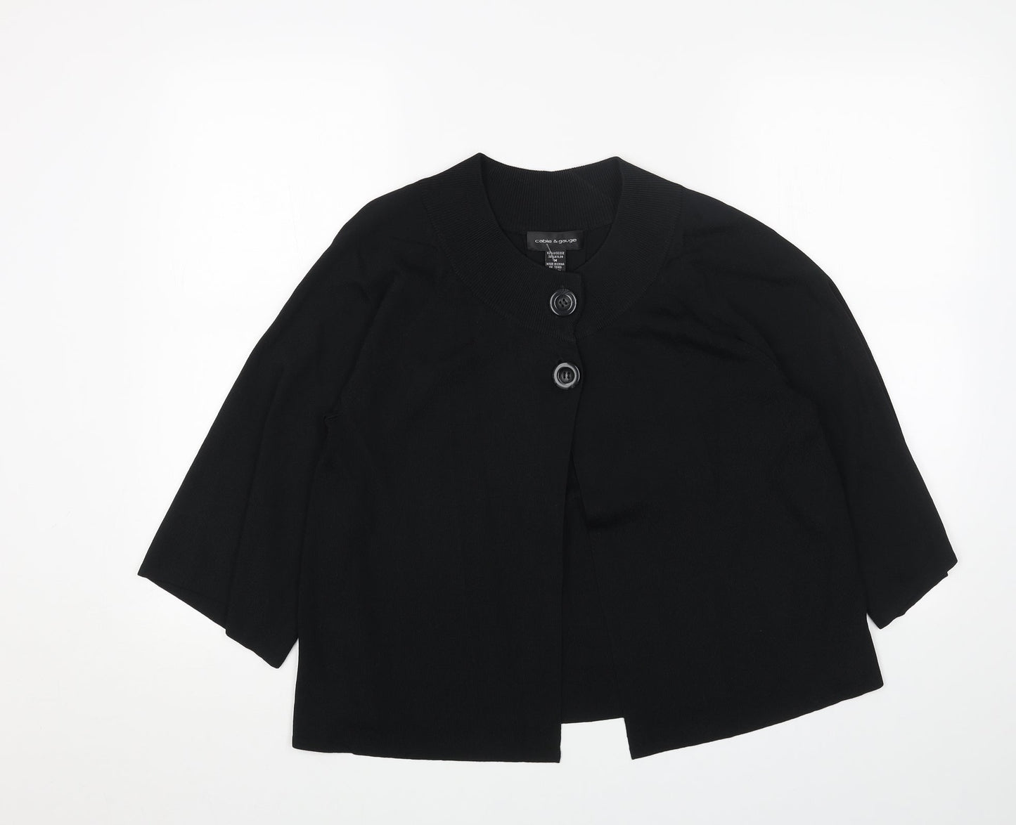 Cable & Gauge Womens Black Round Neck Viscose Cardigan Jumper Size M