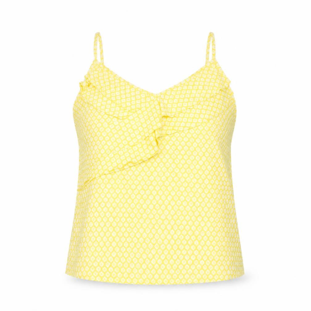 H&M Womens Yellow Geometric Viscose Basic Tank Size 8 V-Neck