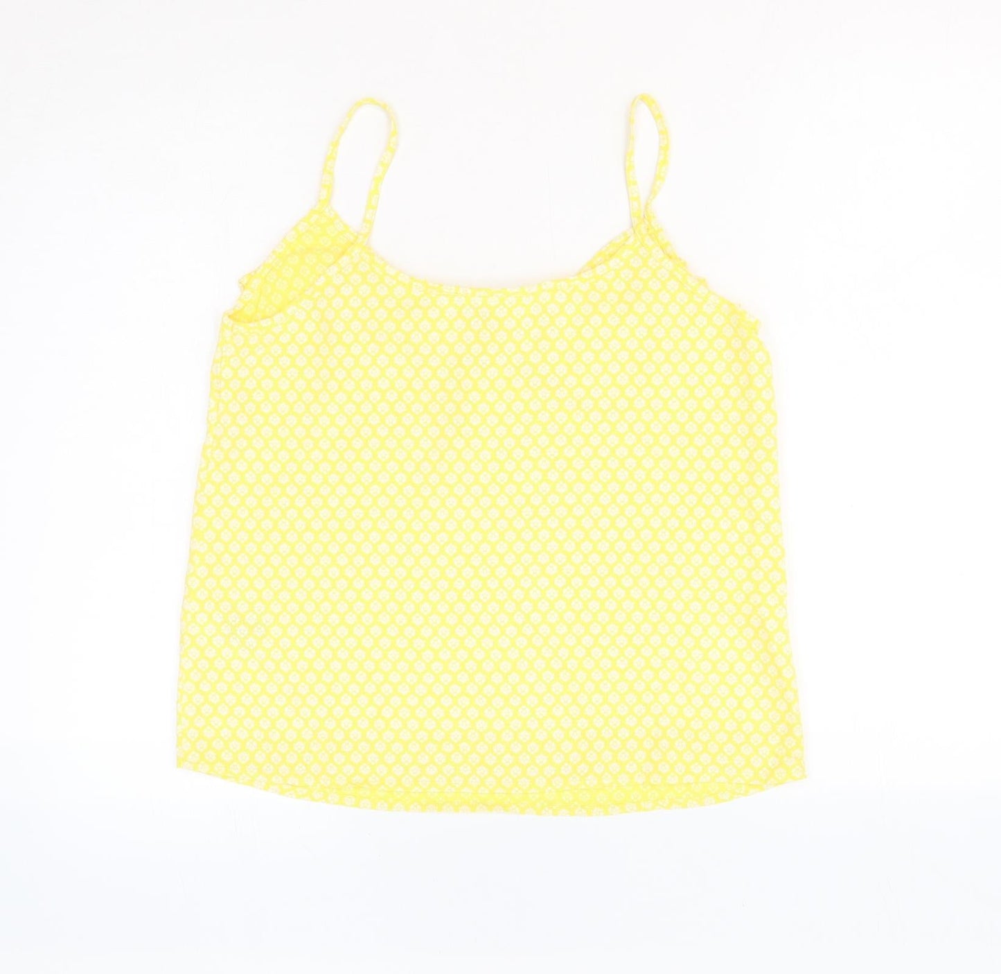 H&M Womens Yellow Geometric Viscose Basic Tank Size 8 V-Neck