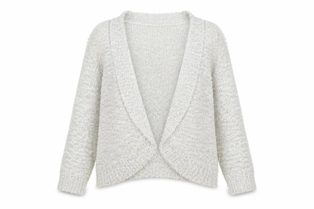 David Emanuel Womens Ivory Collared Polyester Cardigan Jumper Size S