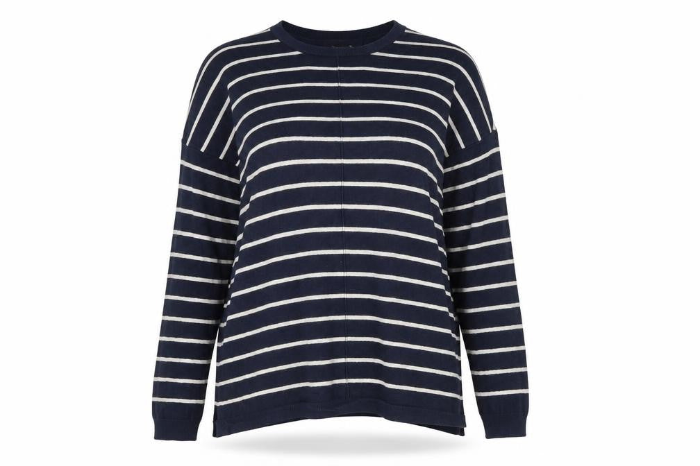Atmosphere Womens Blue Round Neck Striped Viscose Pullover Jumper Size 12