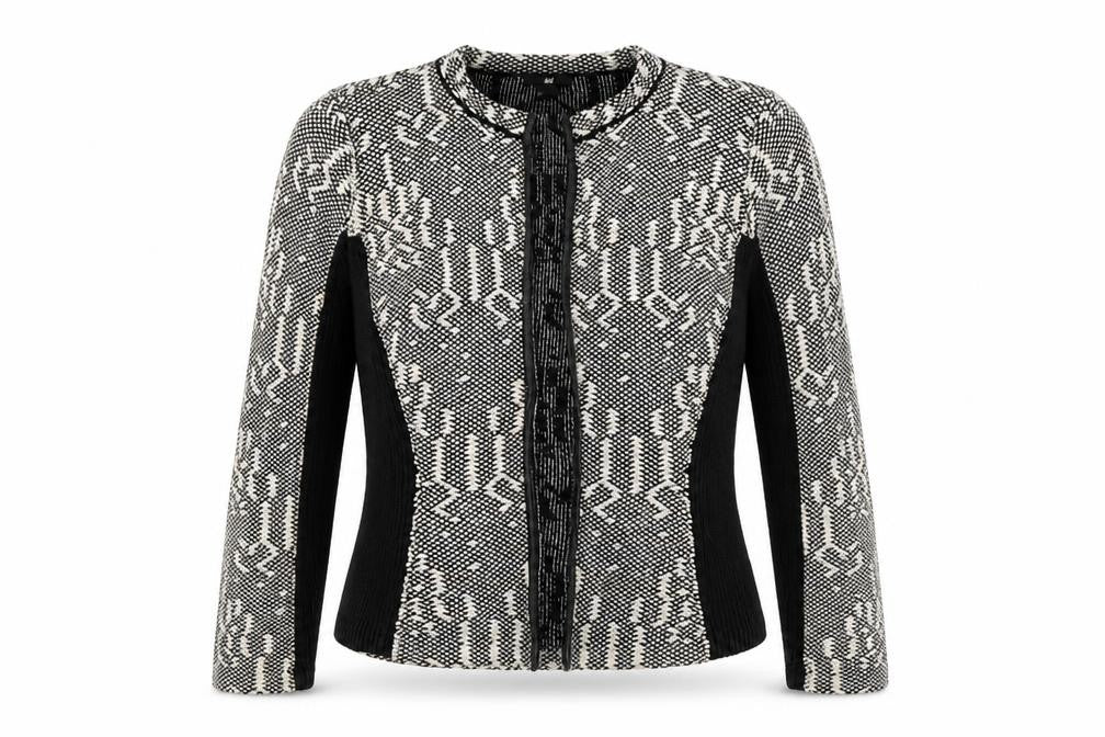 H&M Womens Black Geometric Cotton Jacket Blazer Size S