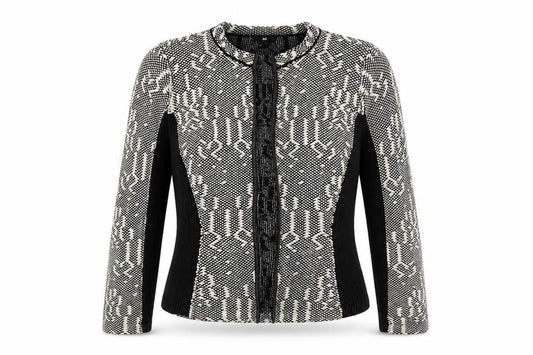 H&M Womens Black Geometric Cotton Jacket Blazer Size S
