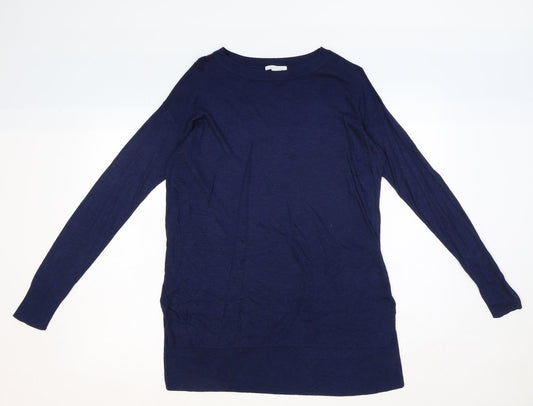 H&M Womens Blue Boat Neck Acrylic Pullover Jumper Size XS