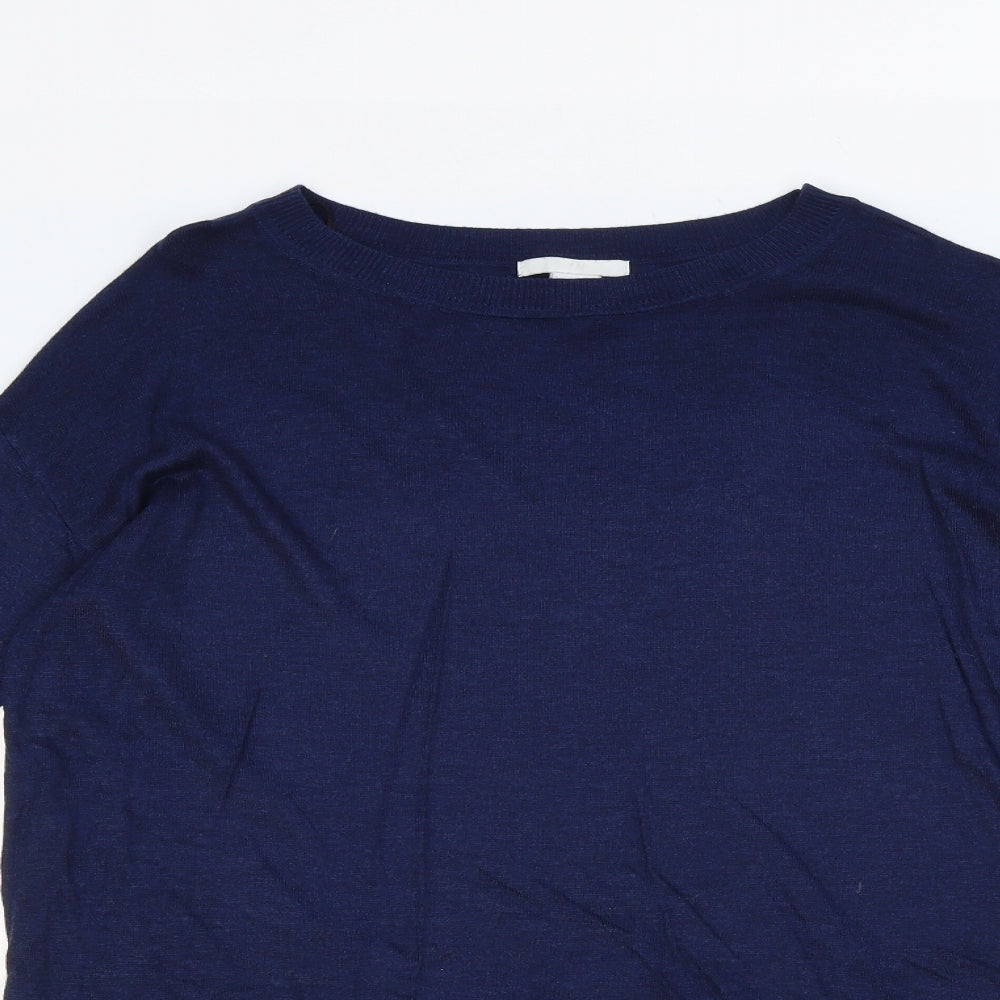 H&M Womens Blue Boat Neck Acrylic Pullover Jumper Size XS