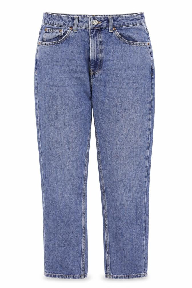 Topshop Womens Blue Cotton Straight Jeans Size 28 in Regular Zip