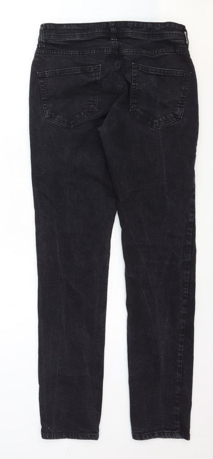 Denim & Co. Womens Black Cotton Straight Jeans Size 30 Regular Zip