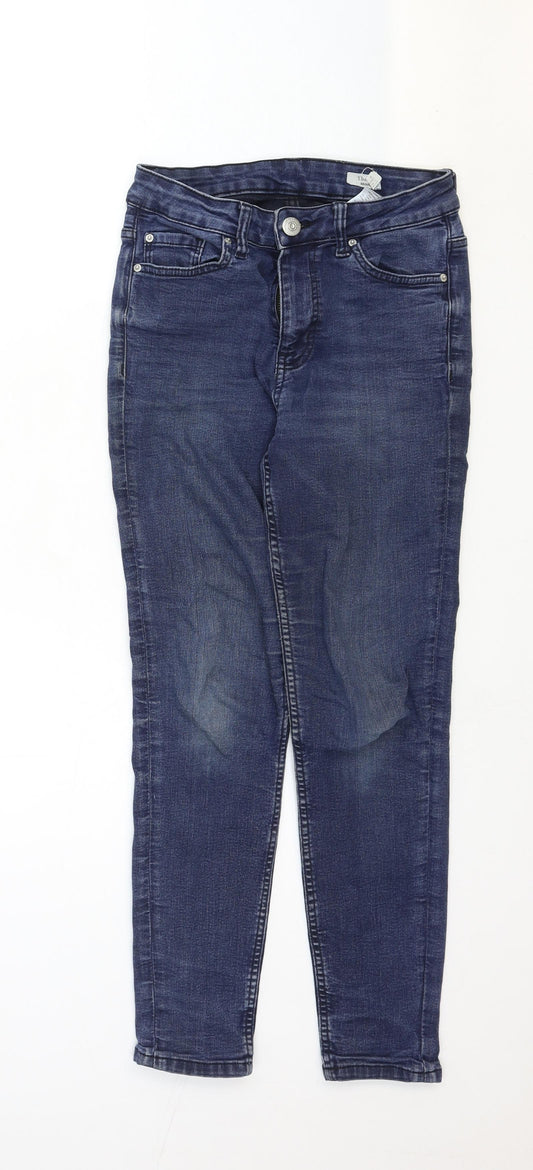 Marks and Spencer Womens Blue Cotton Skinny Jeans Size 8 Regular Zip