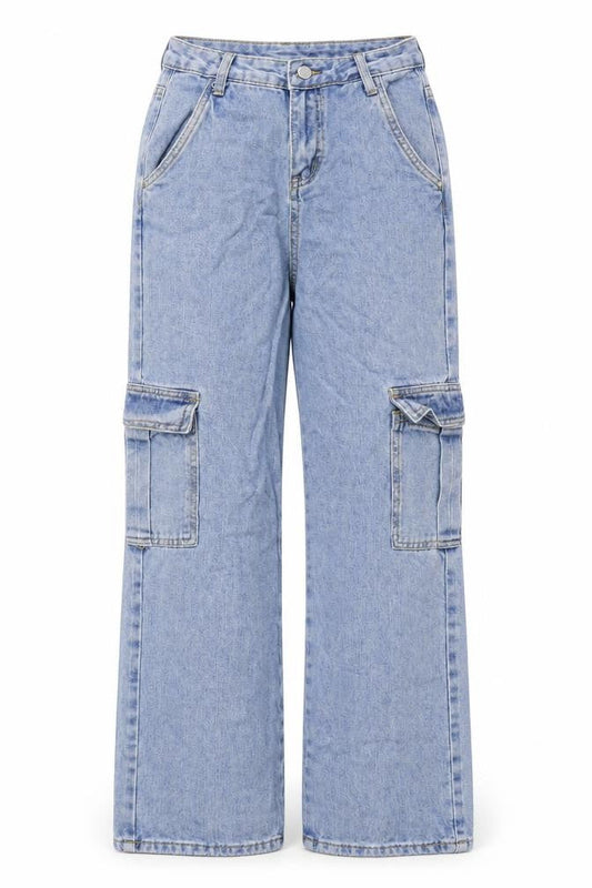 Womens Blue Cotton Straight Jeans Size 26 in Regular Zip