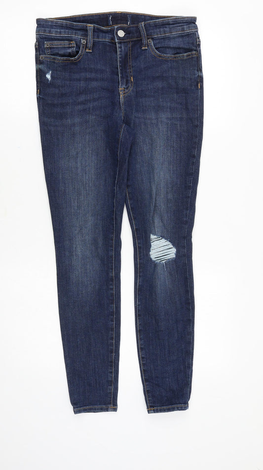 Preworn Womens Blue Cotton Skinny Jeans Size 30 in Slim Zip