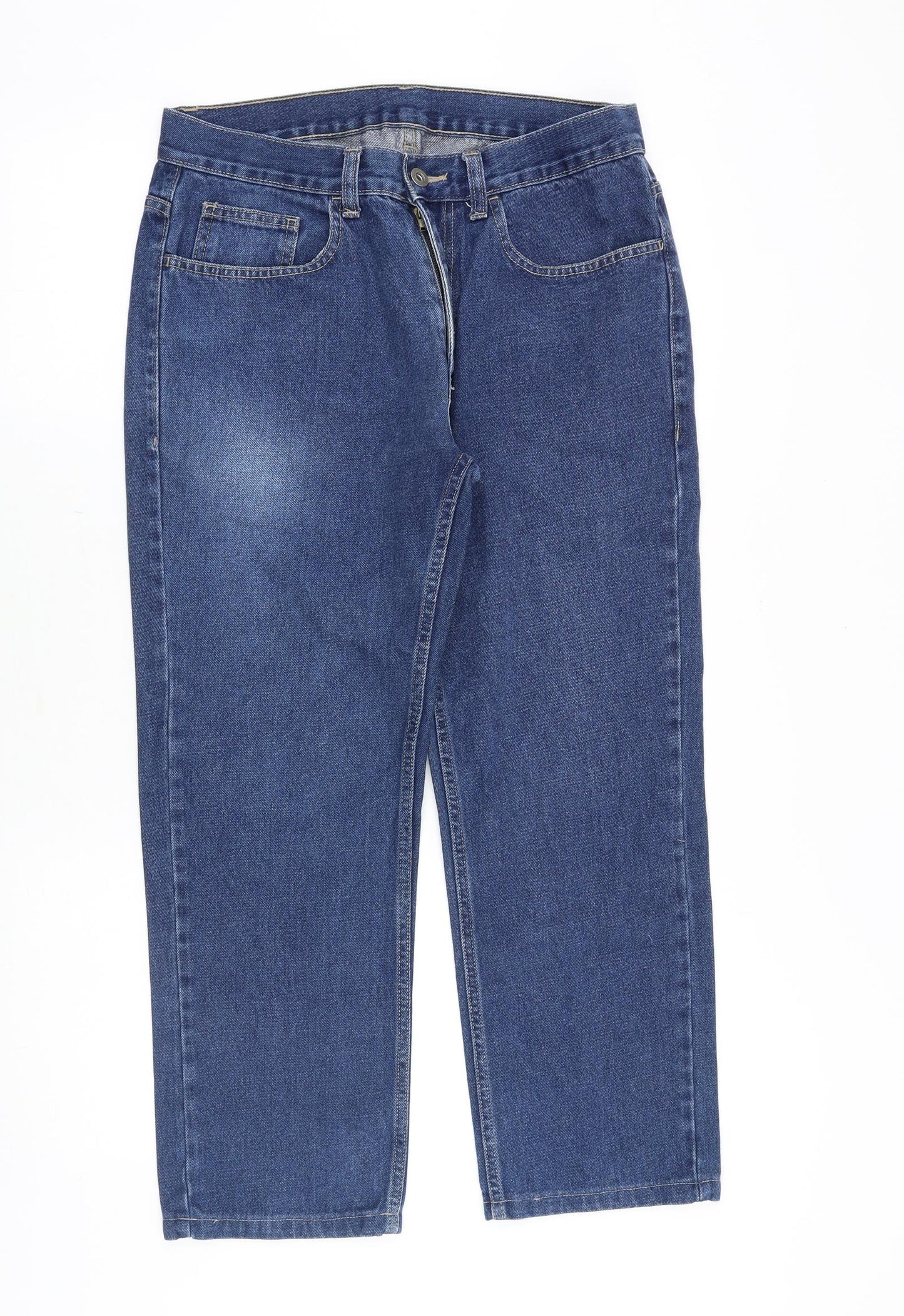 Preworn Mens Blue Cotton Straight Jeans Size 30 in Regular Zip