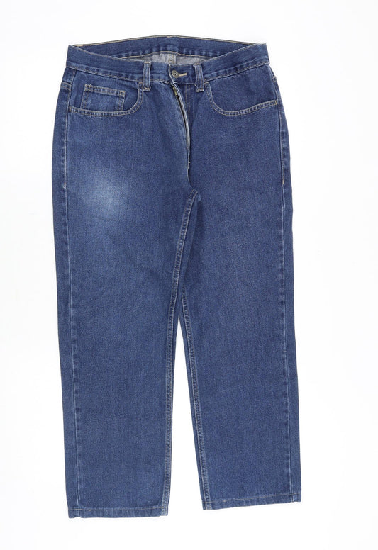 Preworn Mens Blue Cotton Straight Jeans Size 30 in Regular Zip