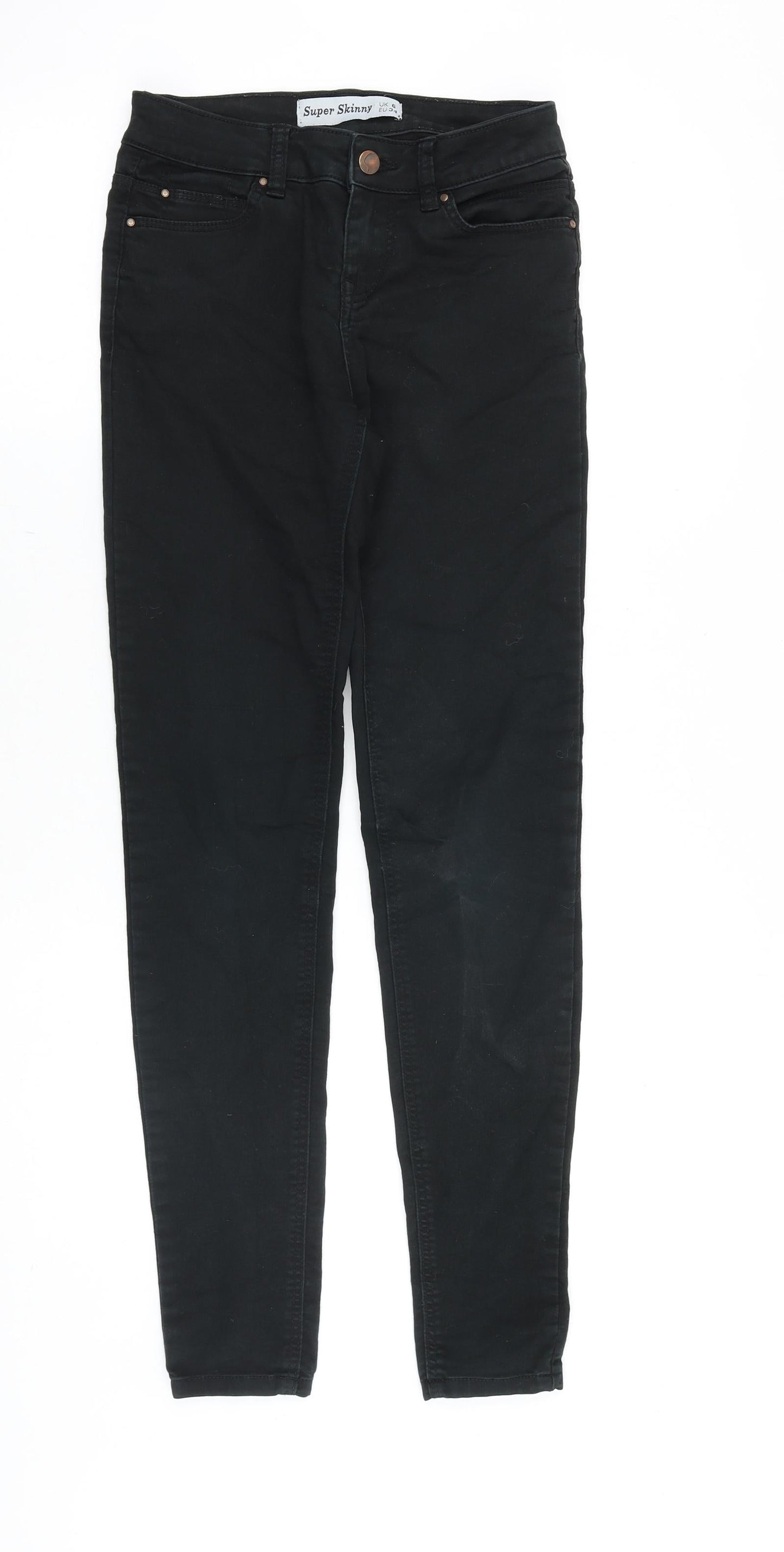 Denim & Co. Womens Black Cotton Skinny Jeans Size 6 Extra-Slim Zip