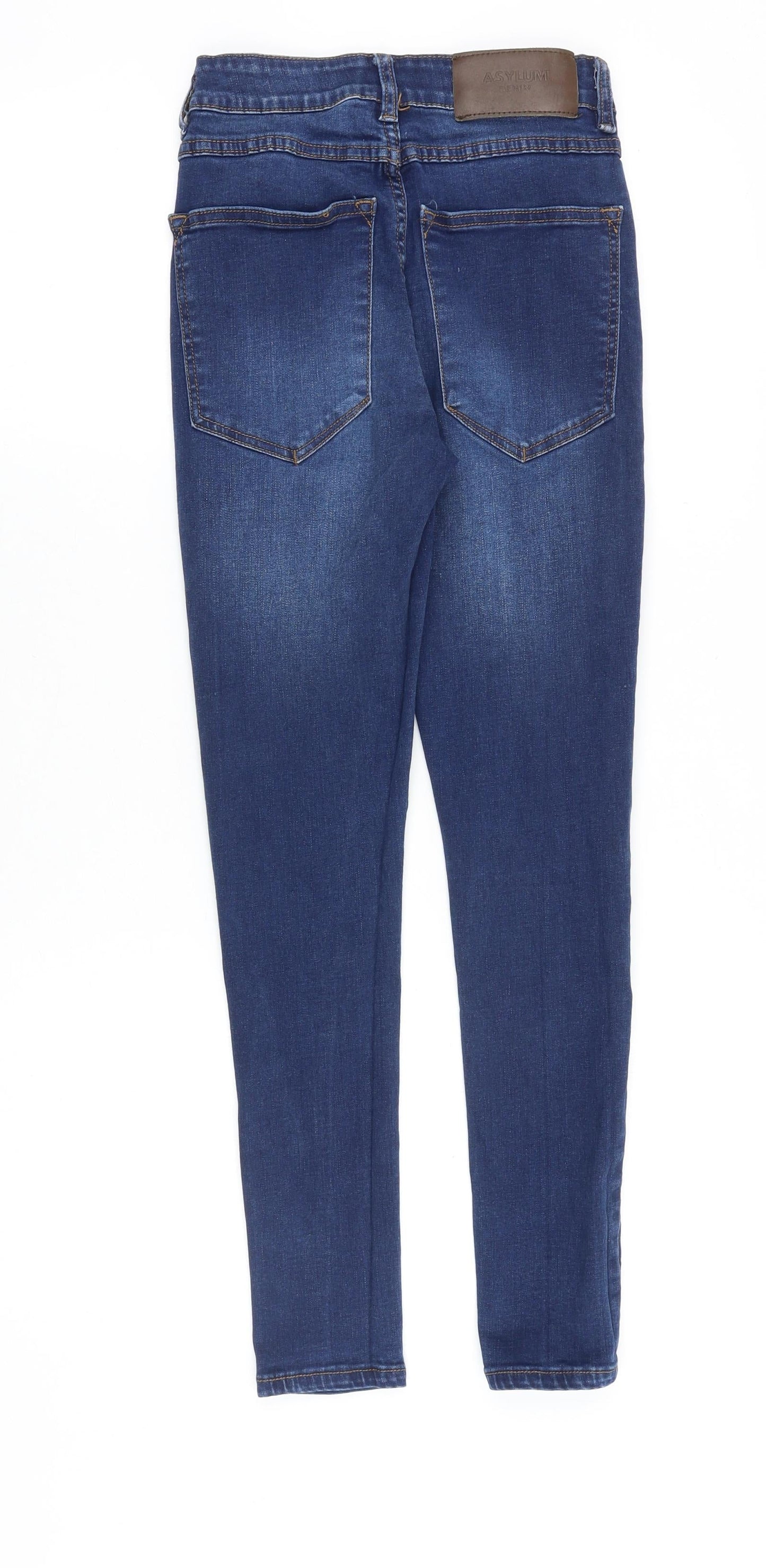 Asylum Denim Mens Blue Cotton Skinny Jeans Size 28 in Slim Zip