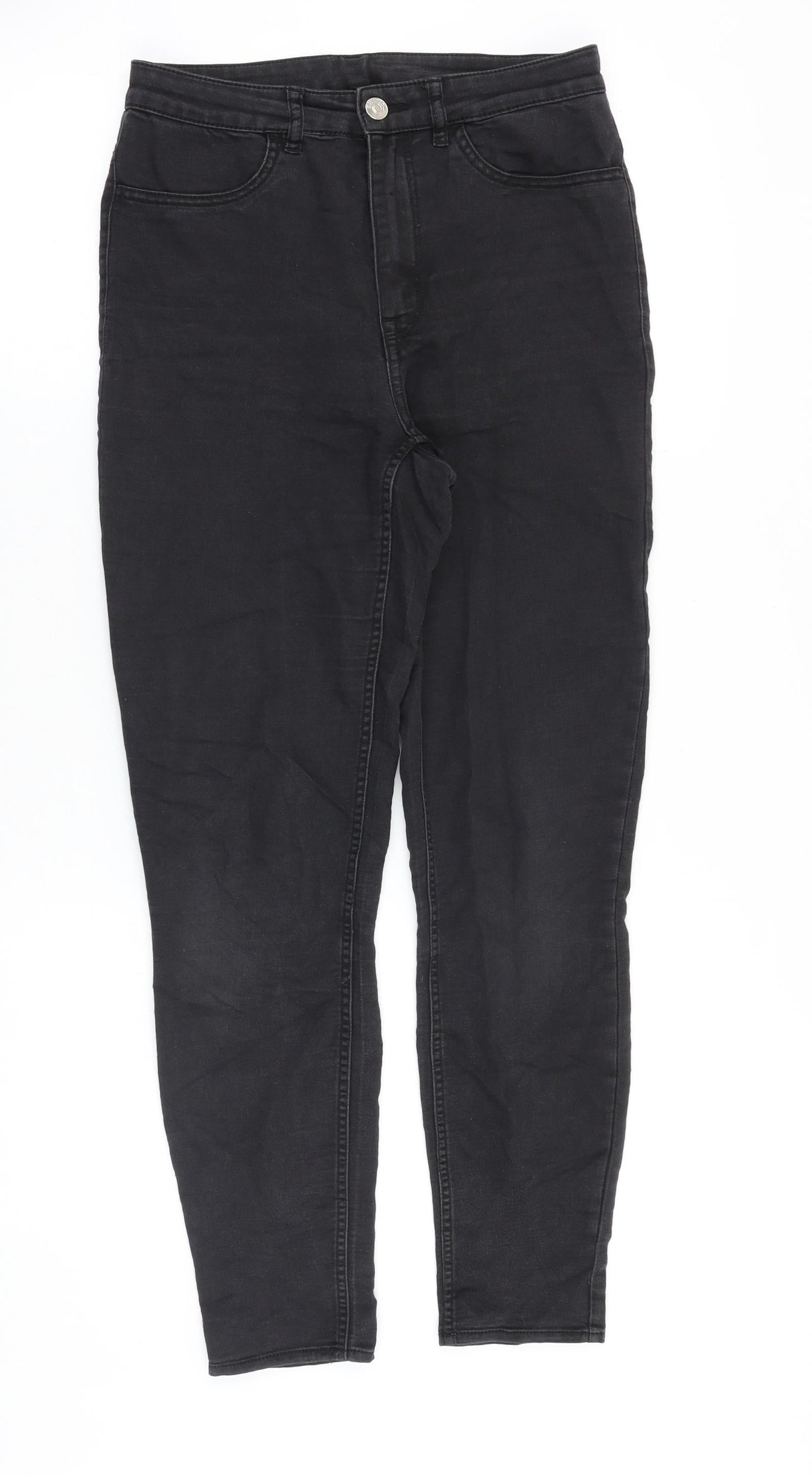 H&M Womens Black Cotton Skinny Jeans Size 8 Slim Zip