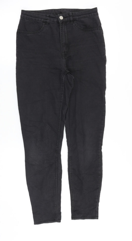 H&M Womens Black Cotton Skinny Jeans Size 8 Slim Zip