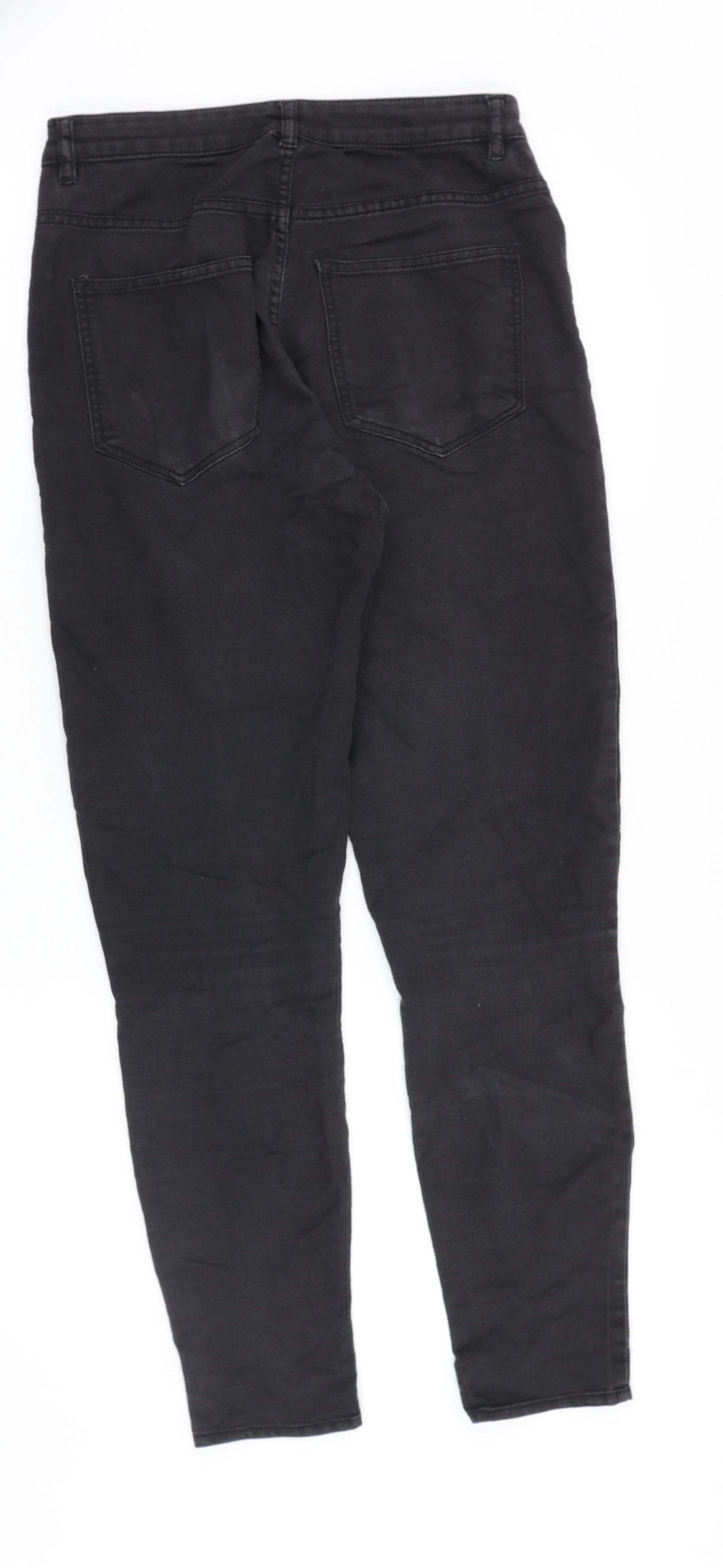 H&M Womens Black Cotton Skinny Jeans Size 8 Slim Zip
