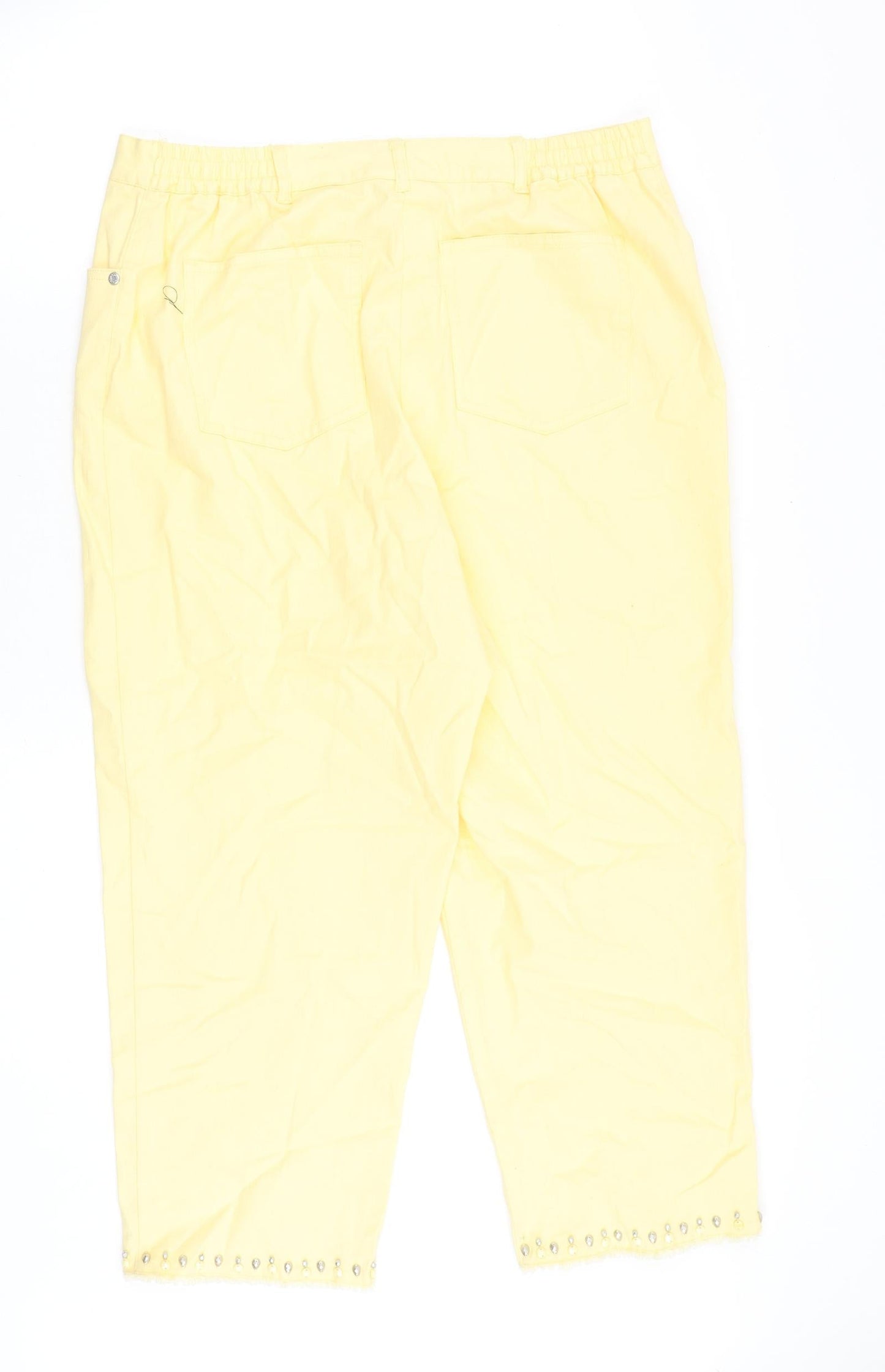 Preworn Womens Yellow Cotton Straight Jeans Size 34 in Regular Button