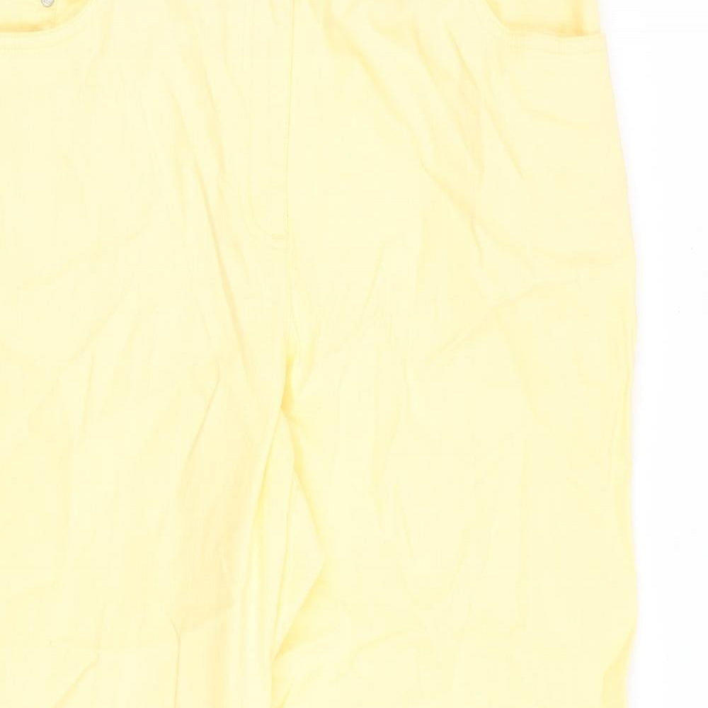 Preworn Womens Yellow Cotton Straight Jeans Size 34 in Regular Button