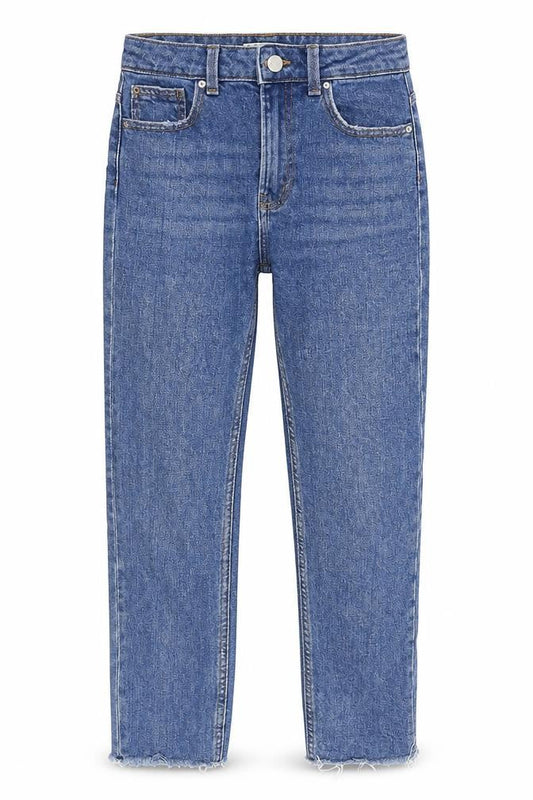 Denim & Co. Womens Blue Cotton Straight Jeans Size 6 Regular Zip