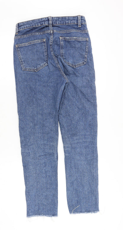 Denim & Co. Womens Blue Cotton Straight Jeans Size 6 Regular Zip