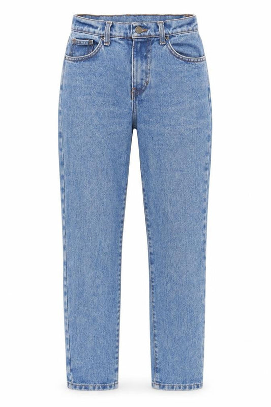 Womens Blue Cotton Straight Jeans Size 26 in Regular Zip