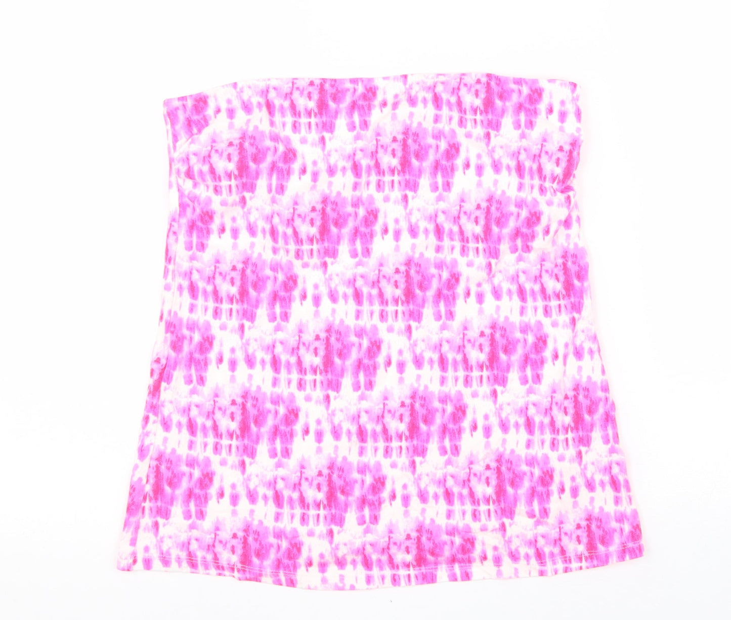 Papaya Womens Pink Geometric Viscose Basic Tank Size 14 Off the Shoulder - Tie Dye Bandeau