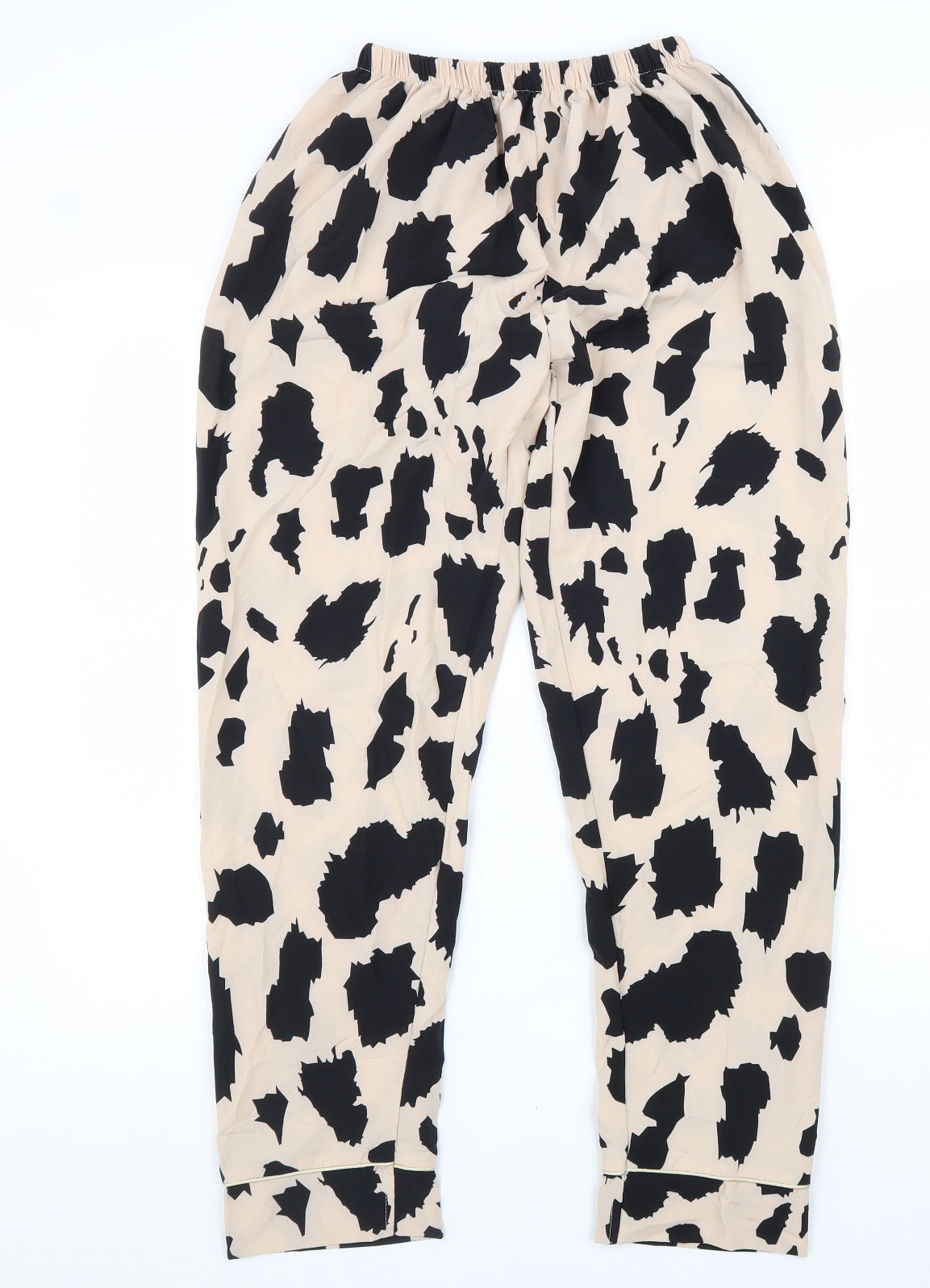 Preworn Womens Beige Geometric Polyester Trousers Size M L28 in Regular